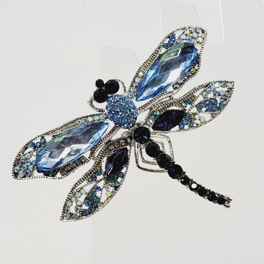 Blue Crystal Dragonfly Brooch