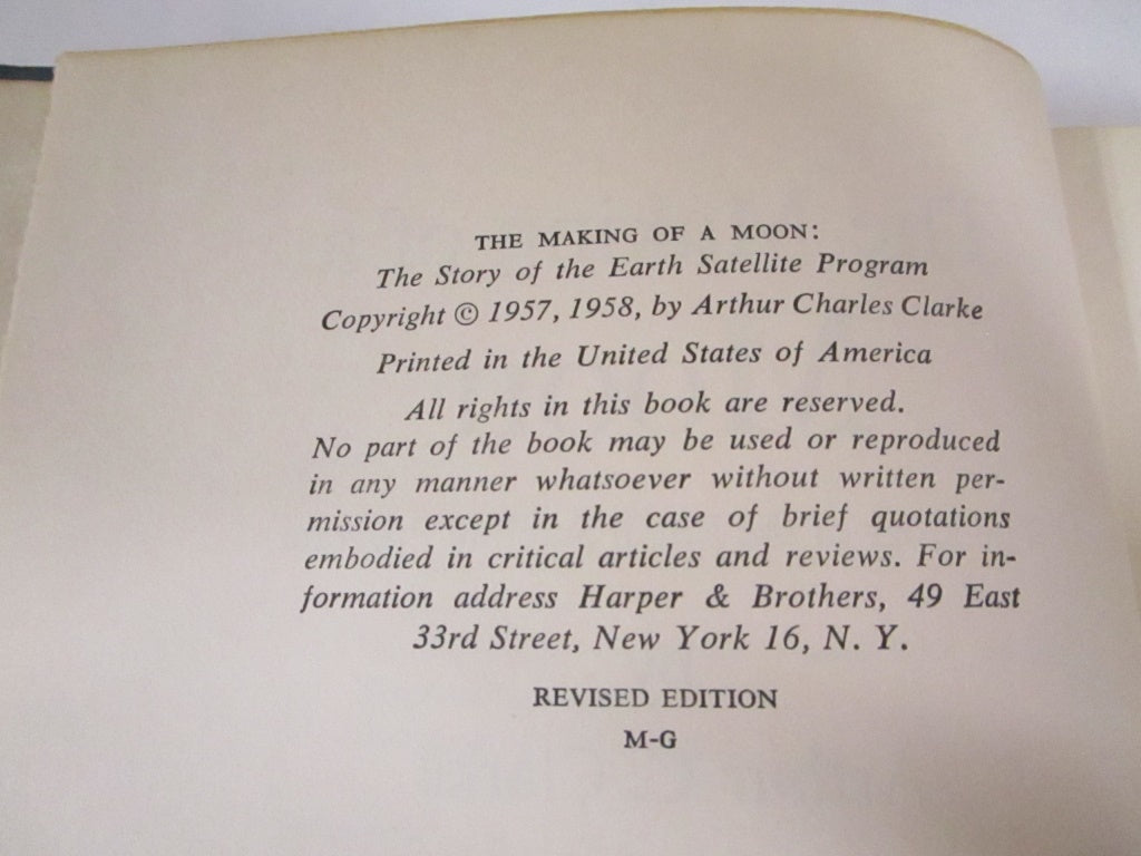 1958 BOOK Making of A Moon by Arthur Charles Clarke