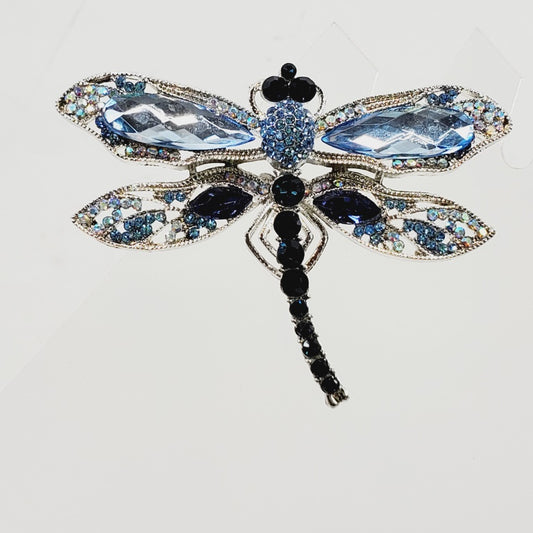 Blue Crystal Dragonfly Brooch