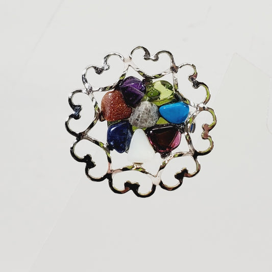 Vintage Brooch Mixed Stones