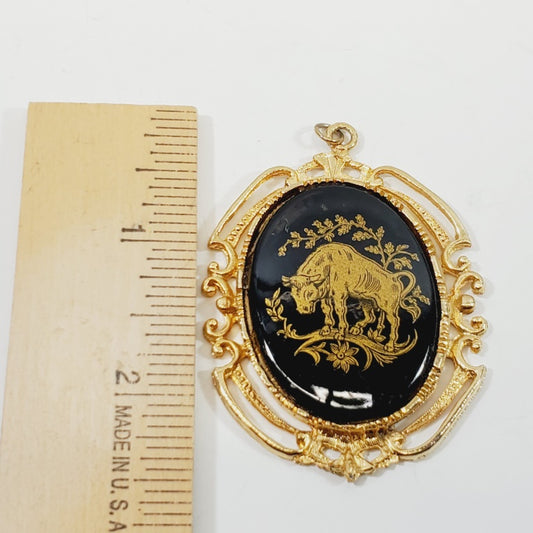 Vintage Taurus Zodiac Bull Pendant