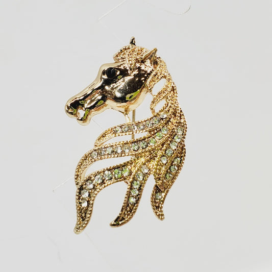 Crystal Horsehead Brooch