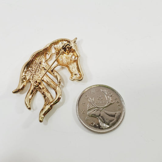 Crystal Horsehead Brooch