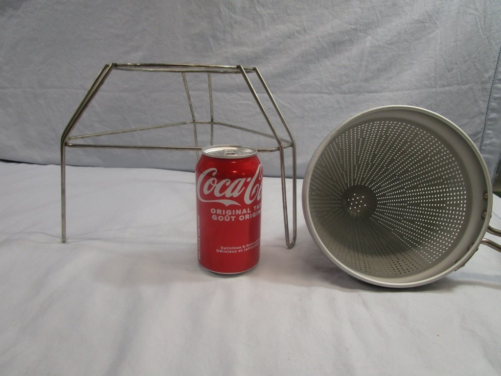 Antique Aluminum Colander with Stand (82394) - Cactus Jax Unique Collectibles