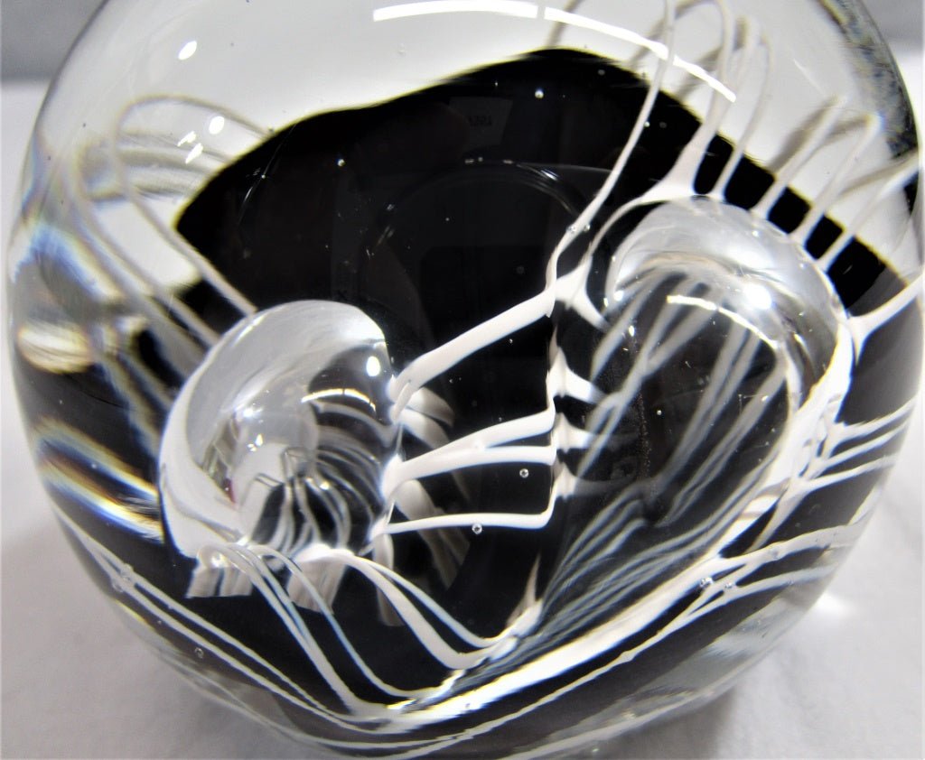 Art Glass Black & White Paperweight (82357 - Cactus Jax Unique Collectibles