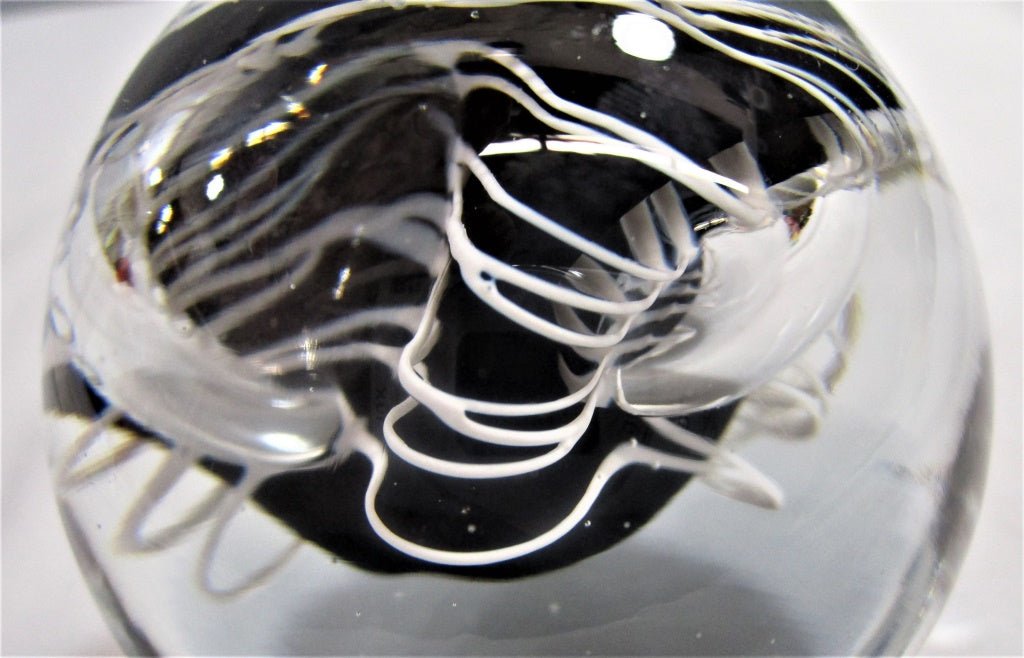 Art Glass Black & White Paperweight (82357 - Cactus Jax Unique Collectibles