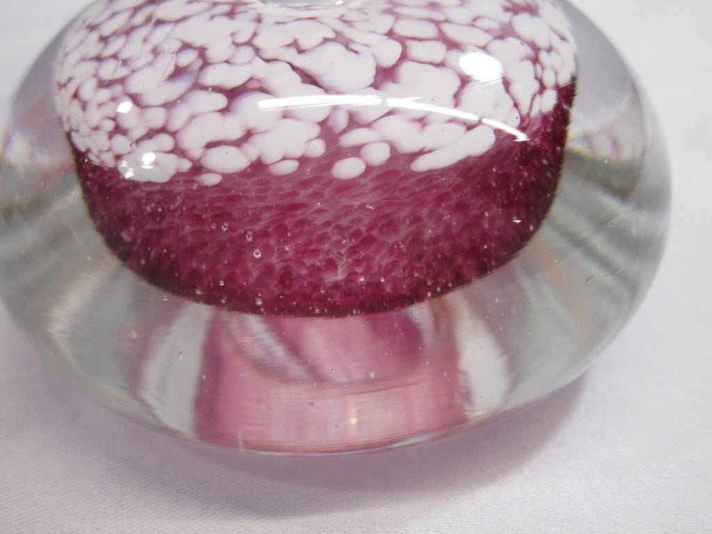 Art Glass Cranberry & White Paperweight (82330 - Cactus Jax Unique Collectibles