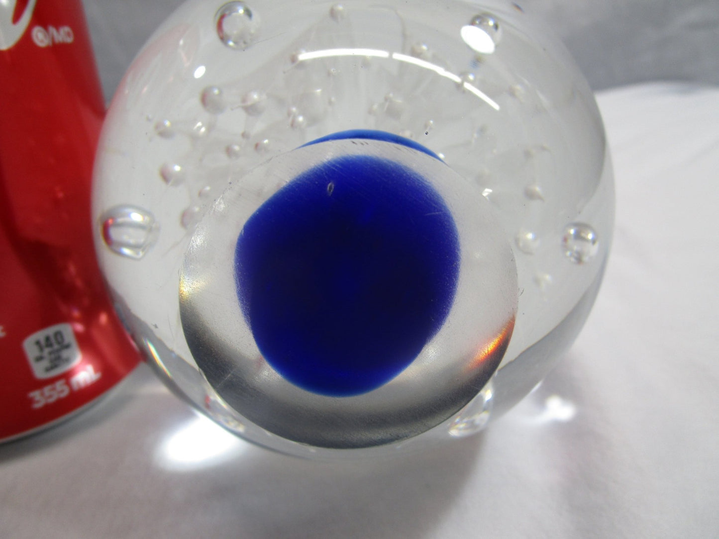 Bubbles with Deep Blue Base Art Glass Paperweight [82320 - Cactus Jax Unique Collectibles