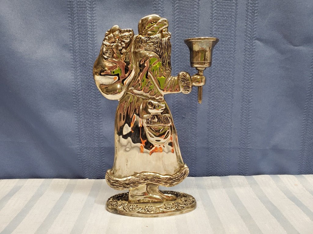 Father Christmas Brass Candle Holder 8" [34440 - Cactus Jax Unique Collectibles