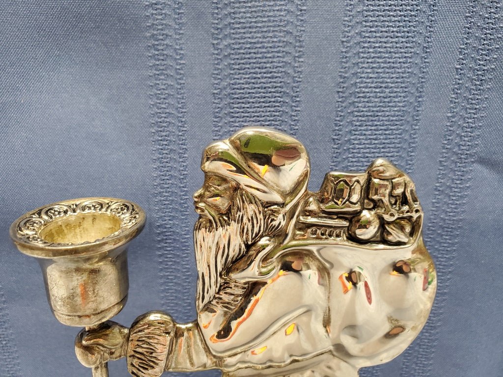 Father Christmas Brass Candle Holder 8" [34440 - Cactus Jax Unique Collectibles