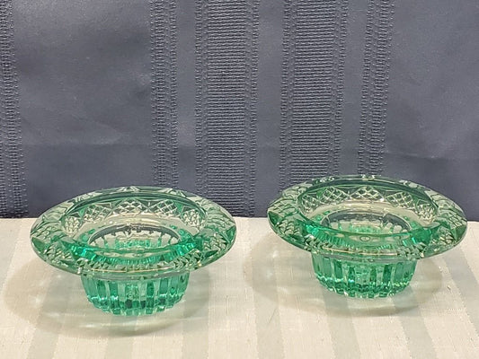 Glass Green Candle Holders [34426 - Cactus Jax Unique Collectibles