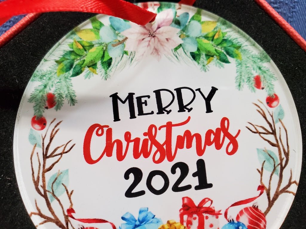 Merry Christmas 2021 Festive Ornament in Box [34433 - Cactus Jax Unique Collectibles
