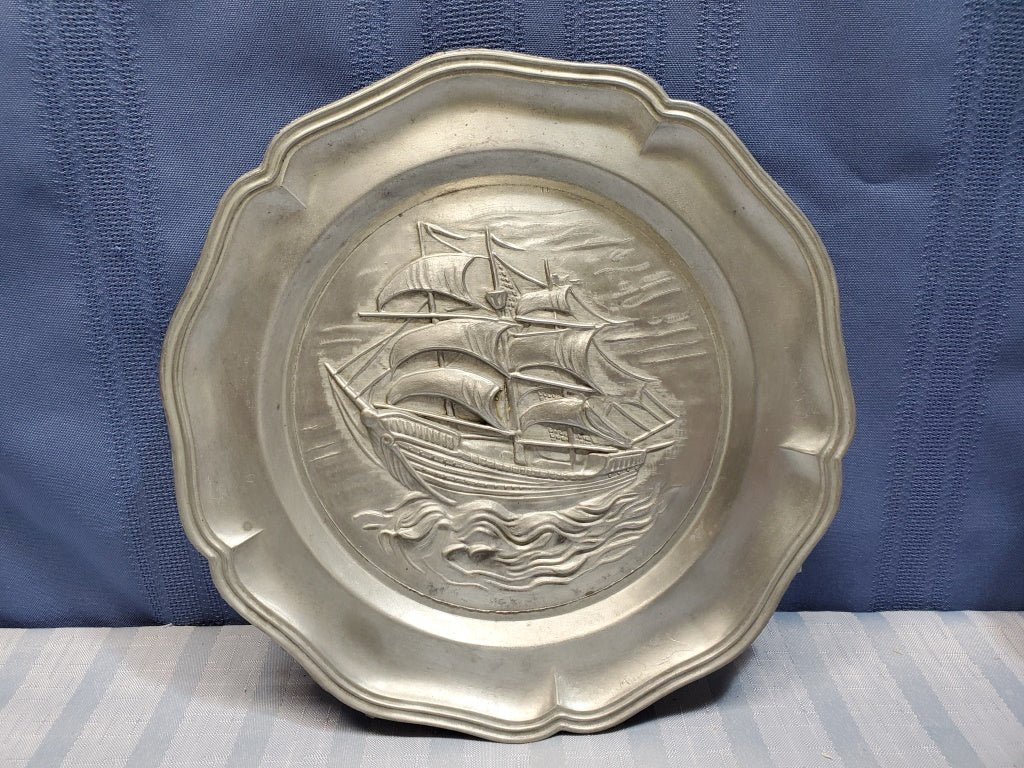 Pewter Ship Plate 8.5" (34423 - Cactus Jax Unique Collectibles
