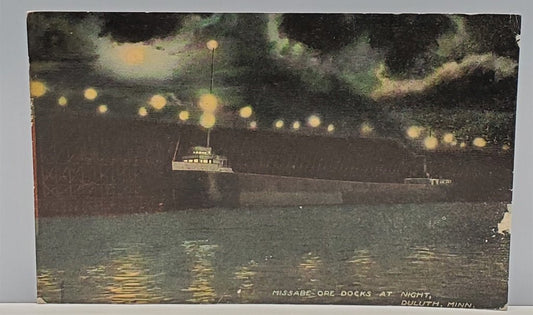 Postcard 1913 Missabe Ore Docks At Night Duluth Minnisota US 1¢ Stamp 5 x 7" [99135 - Cactus Jax Unique Collectibles