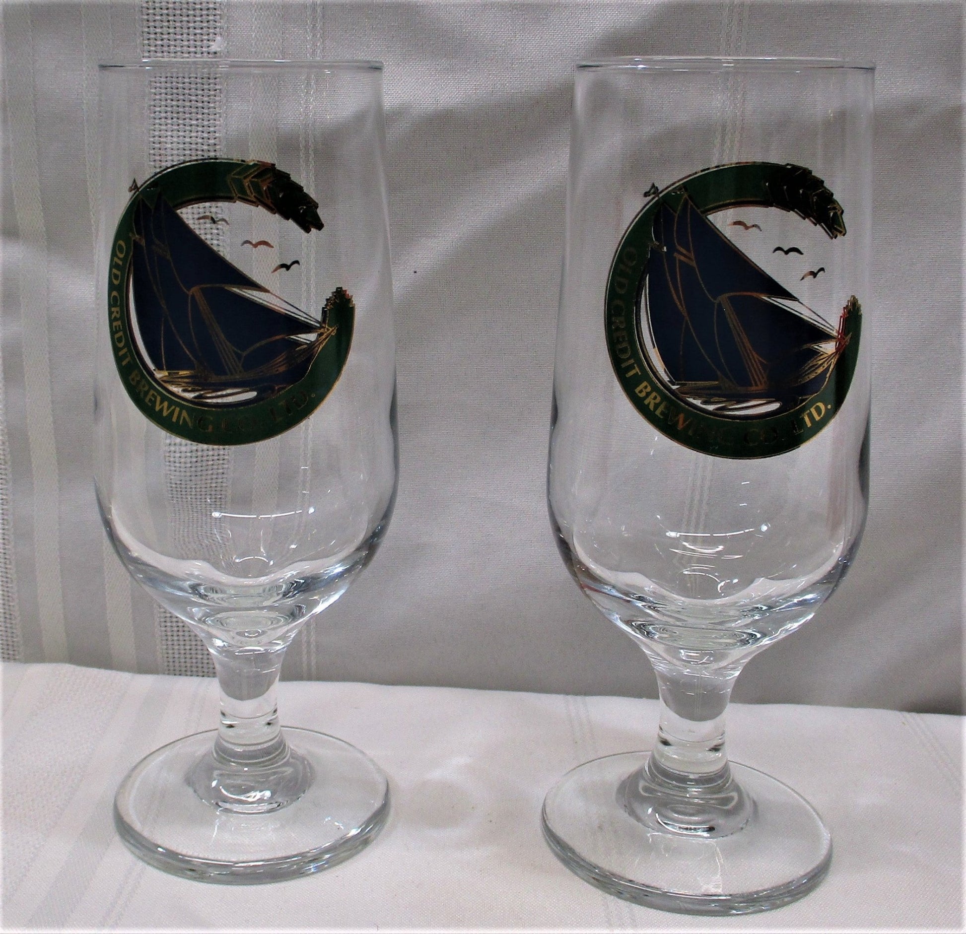 Set of 2 Old Credit Brewing Co. Ltd. Pedestal Beer Glasses (74706 - Cactus Jax Unique Collectibles