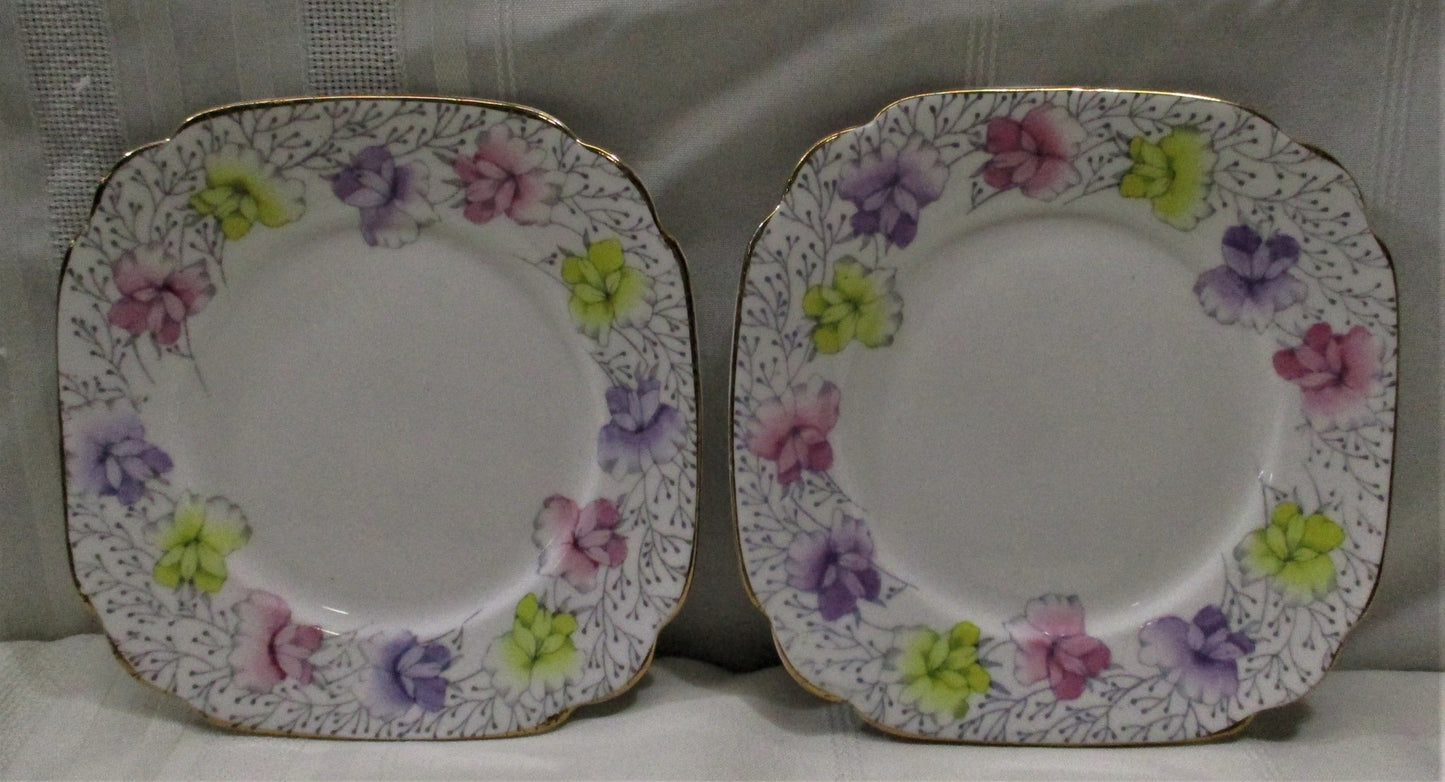 Set of 2 Roslyn China 6" Plates Sweet Pea (74716 - Cactus Jax Unique Collectibles