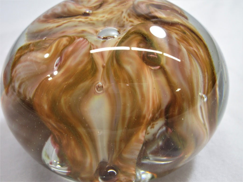 SIGNED Art Glass Butterscotch Swirl Paperweight (82351 - Cactus Jax Unique Collectibles