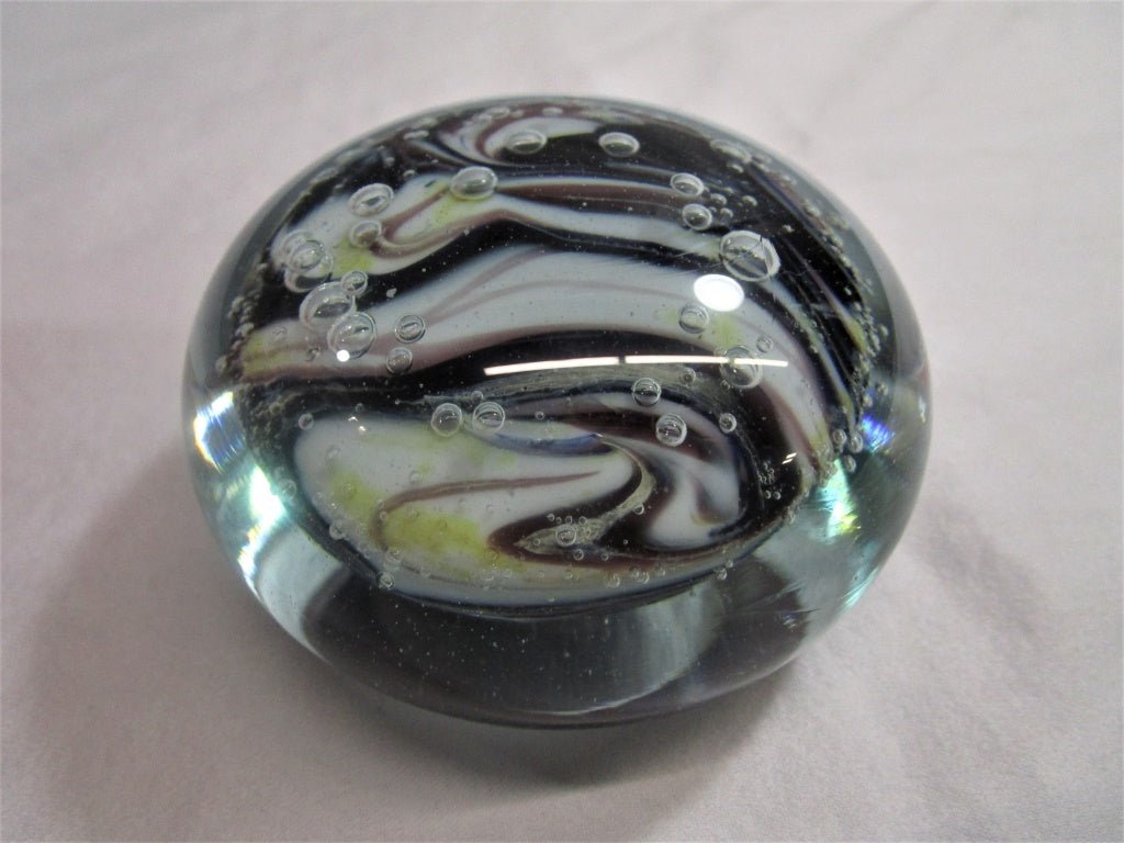 Signed Edward Roman Swirl Art Glass Paperweight [82325 - Cactus Jax Unique Collectibles