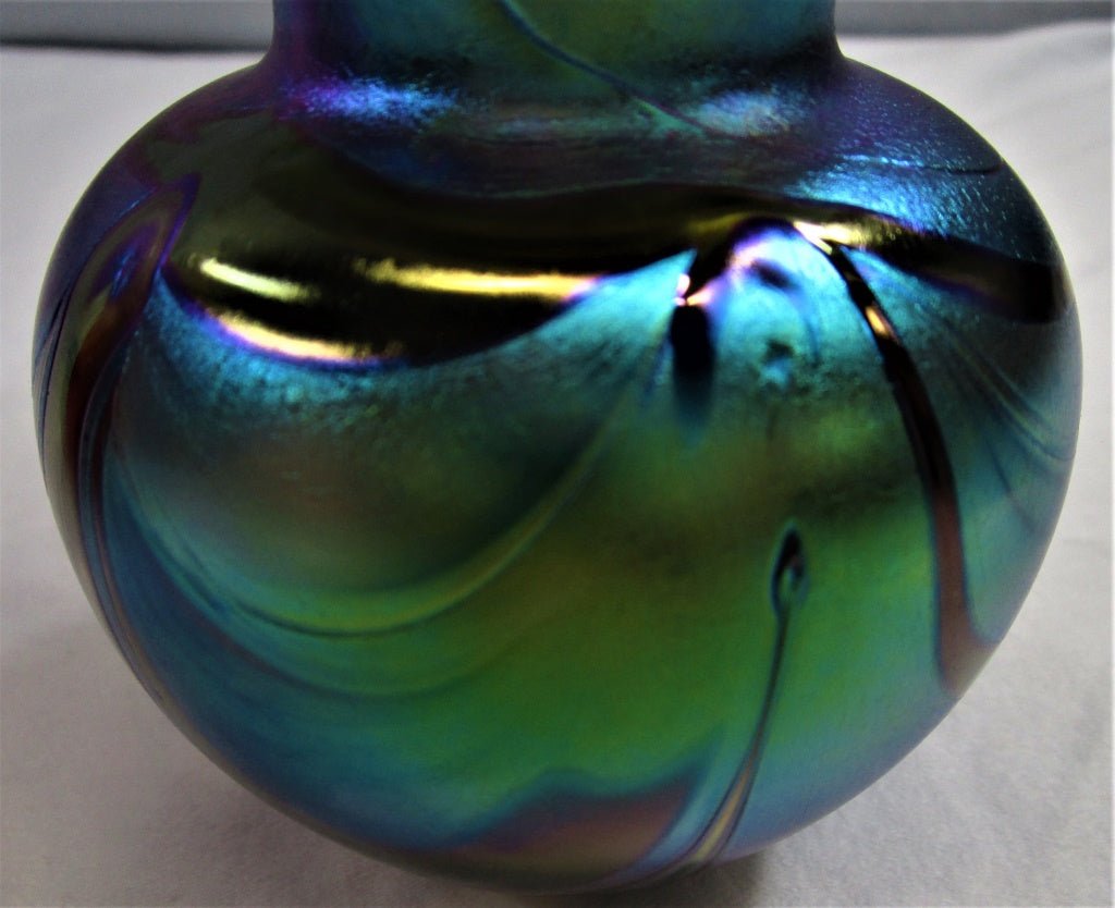 Vintage Iridescent Blue Glass Vase (82379 - Cactus Jax Unique Collectibles