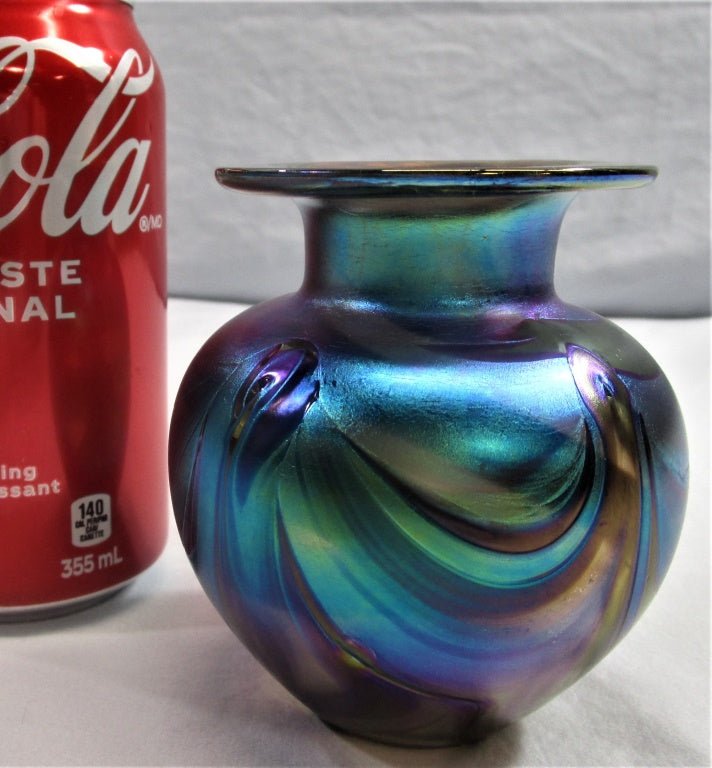 Vintage Iridescent Blue Glass Vase (82379 - Cactus Jax Unique Collectibles