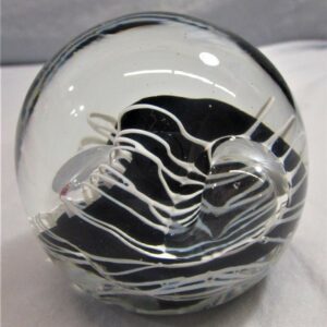 Art Glass Black & White Paperweight