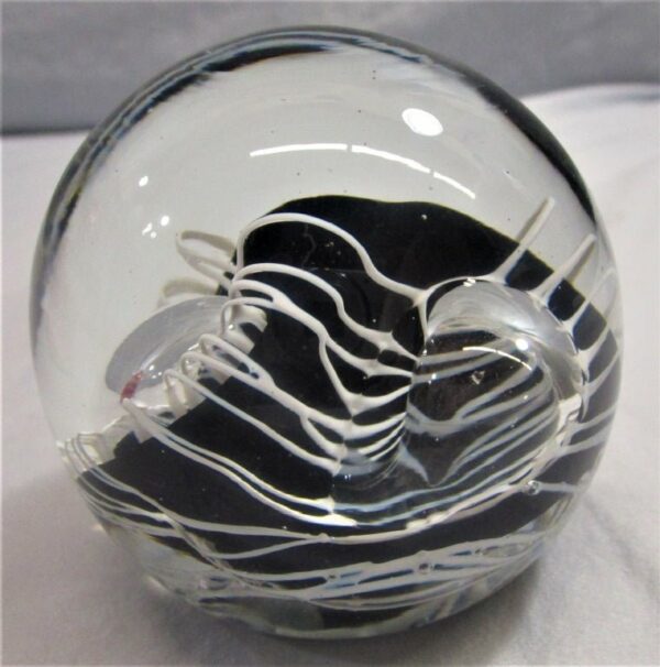 Art Glass Black & White Paperweight