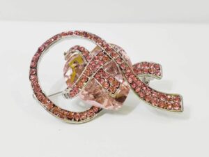 Stunning Pink Crystal Heart Brooch