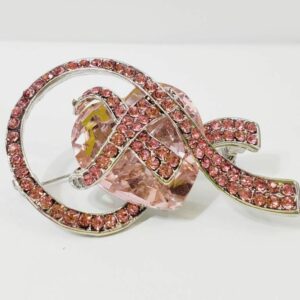 Stunning Pink Crystal Heart Brooch